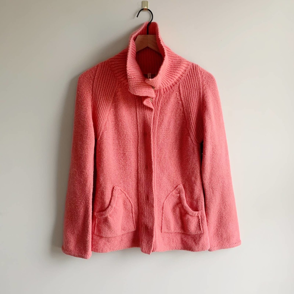 Anthro | Moth | Pink Knit Snap Cardigan sz M